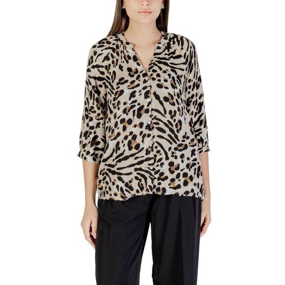 ICHI Beige Viscose Women's Blouse